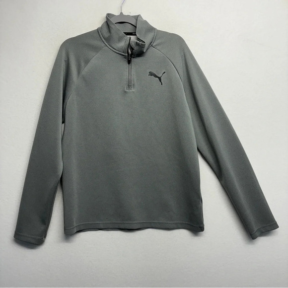 Puma means pullover sweater gray M 1/4 zip knit - Picture 1 of 6